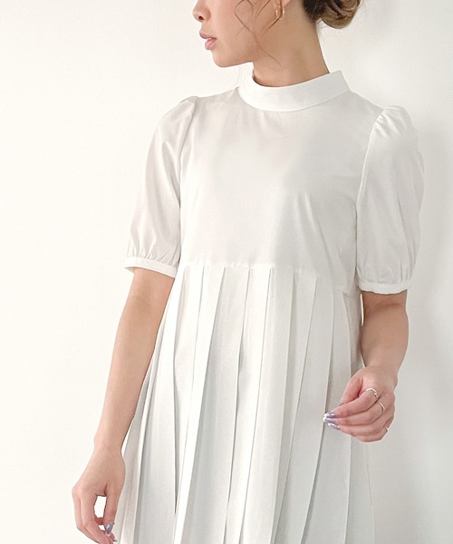「JUNOAH」 半袖チュニック MEDIUM ベージュ レディース