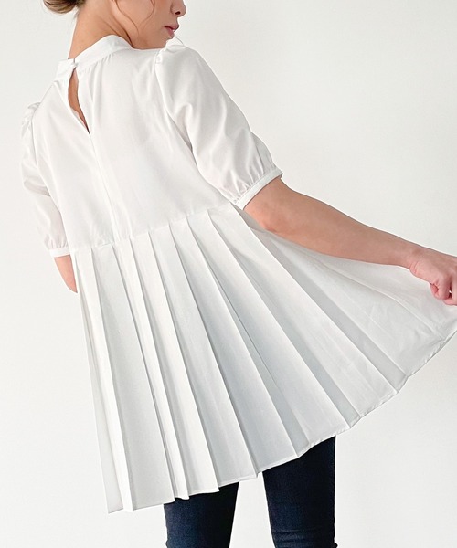 「JUNOAH」 半袖チュニック MEDIUM ベージュ レディース