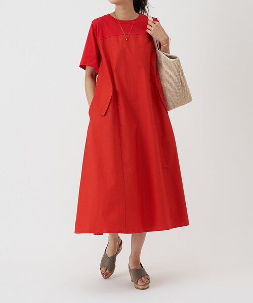 BEARDSLEY｜カットコンビフレアワンピース | Rakuten Fashion