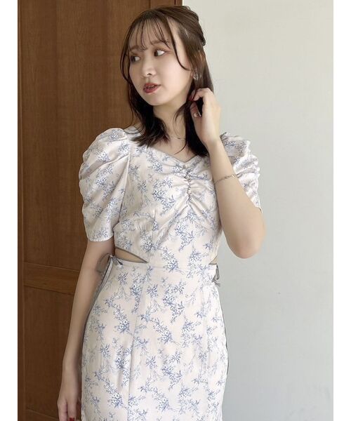 作家物 野蚕タッサーシルク クルタワンピース dazzlin ワンピース ウエストカットアウトパイピングワンピース