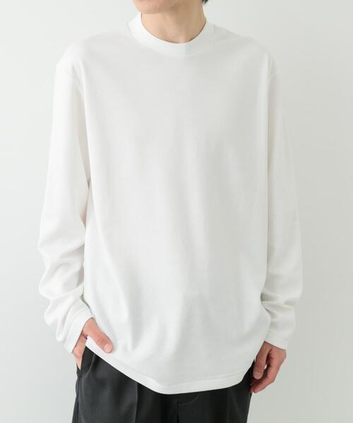STONE  ロングスリーブカットソー ホワイト mlt4803-Easy Care Ponti Oversized Long Sleeve Cut sew ロング