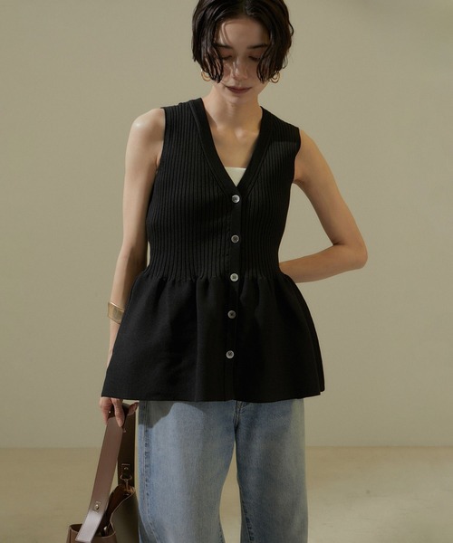 SALON adam et rope' ニット セーター 「WEB限定」リブフレアー