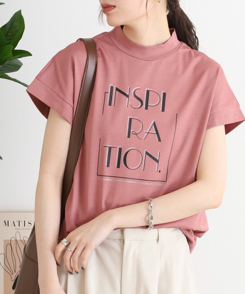 tシャツ BRODIAEA ぷっくり立体ロゴ半袖Tシャツ レディース tシャツ BRODIAEA INSPIRATION ロゴプリント 半袖Tシャツ