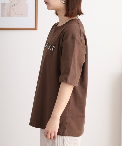 tシャツ hunch ビーズ刺繍ロゴTシャツ レディース hunch tシャツ ビーズ刺繍ロゴTシャツ レディース : ZOZOTOWN