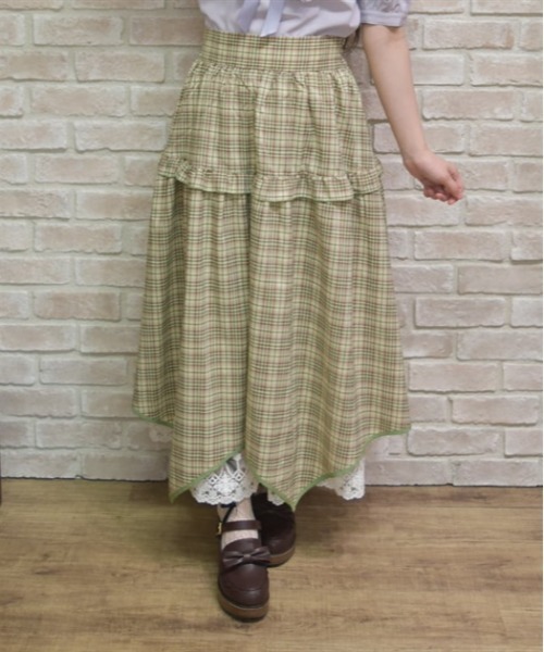 axes femme POETIQUE スカート チェックイレヘムスカート : ZOZOTOWN