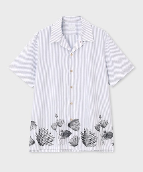 PS Paul Smith シャツ 半袖 Half Tone Floral” ストライプ オープン