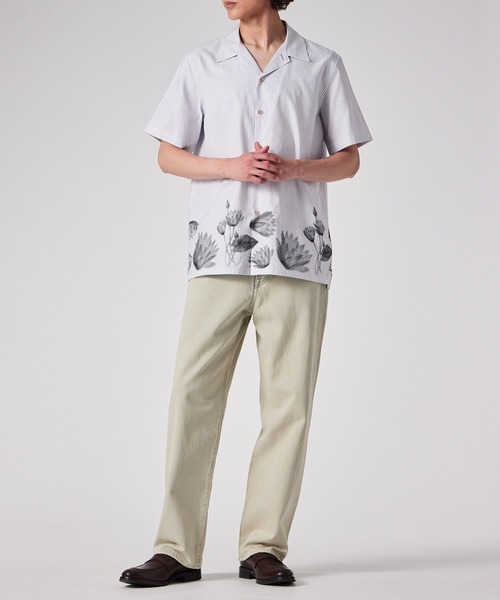 PS Paul Smith シャツ 半袖 Half Tone Floral” ストライプ オープン