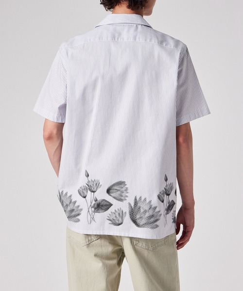 PS Paul Smith シャツ 半袖 Half Tone Floral” ストライプ オープン