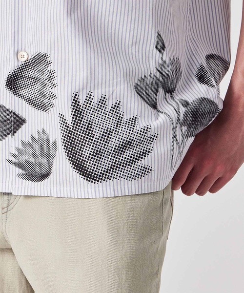 PS Paul Smith シャツ 半袖 Half Tone Floral” ストライプ オープン