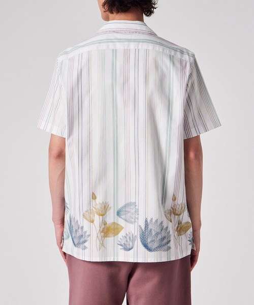 PS Paul Smith シャツ 半袖 Half Tone Floral” ストライプ オープン