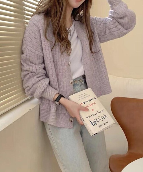 「Girly Doll」 「BIFROST」ニットカーディガン F イエロー レディース_画像3