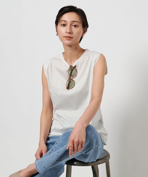 tシャツ 「TO UNITED ARROWS」コットン ノースリーブ カットソー レディース UNITED ARROWS tシャツ ベーシック ノースリーブ カットソー