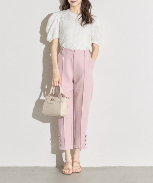 tシャツ 「ZOZO限定」フラワージャガードデザインスリーブトップス レディース tocco closet tシャツ 「ZOZO限定」フラワージャガードデザイン