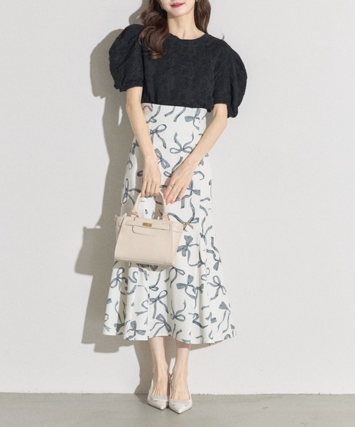 tシャツ 「ZOZO限定」フラワージャガードデザインスリーブトップス レディース tocco closet tシャツ 「ZOZO限定」フラワージャガードデザイン