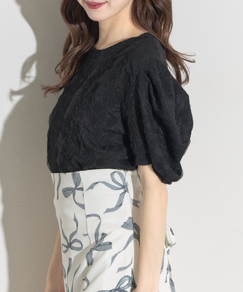 tシャツ 「ZOZO限定」フラワージャガードデザインスリーブトップス レディース tocco closet tシャツ 「ZOZO限定」フラワージャガードデザイン