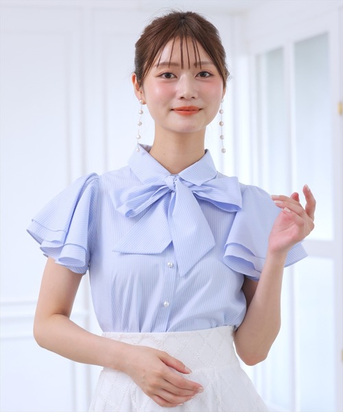 WILLSELECTION ブラウス シャツ フレアスリーブリボンタイ