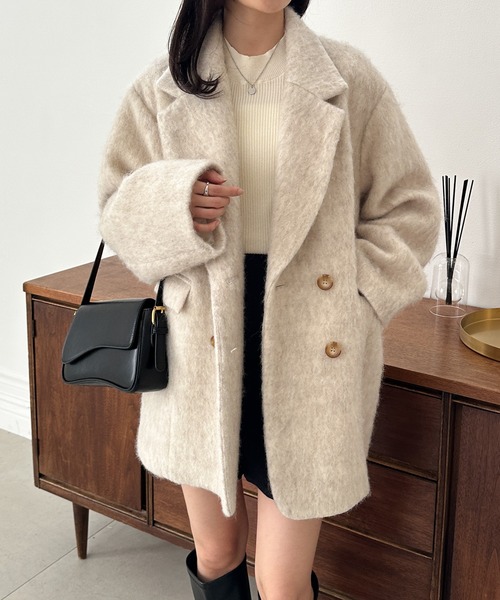 solleim コート アウター ダブルテーラードシャギージャケットコート