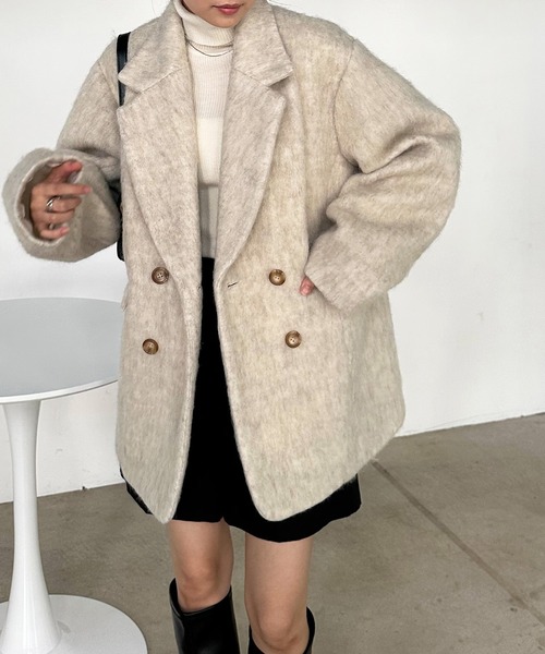 solleim コート アウター ダブルテーラードシャギージャケットコート