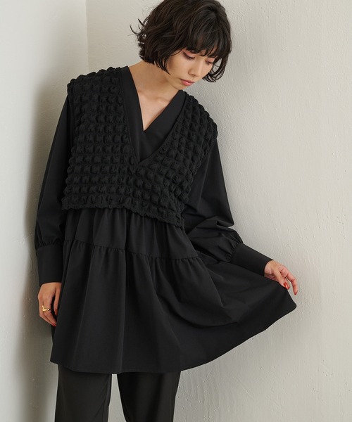 「ear PAPILLONNER」 「sum1 style」ノースリーブトップス FREE ブラック レディース