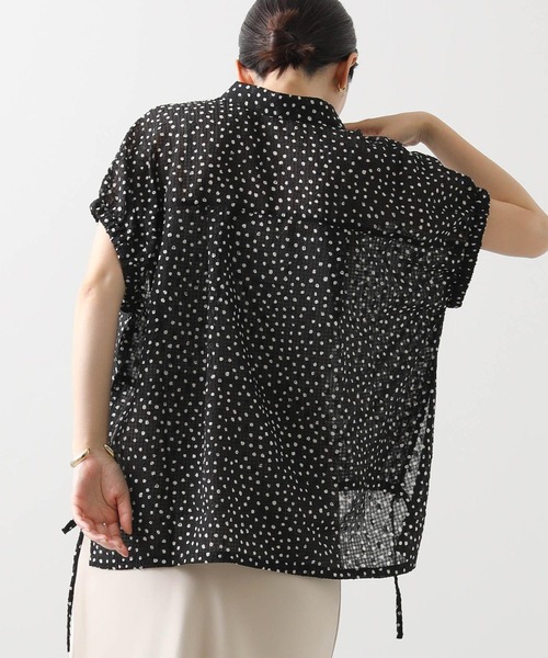 儀右衛門　水玉模様 フリル付きノースリーブシャツベスト リアルスタイル REAL STYLE ベスト ジレ レディース ドット柄
