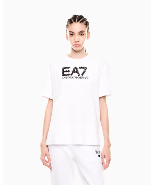 tシャツ 「エンポリオ アルマーニ EA7」Logo Series クルーネックTシャツ ストレッチコットン プリント レディース Logo Series クルーネックTシャツ ストレッチコットン プリント
