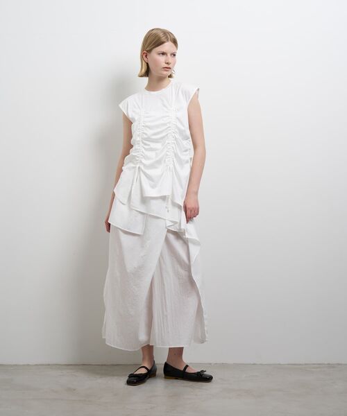 LANVIN en Bleu tシャツ ドロストギャザーノースリーブカットソー