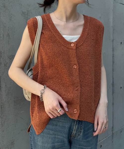 CIAOPANIC TYPY ベスト ジレ メランジ編みサマーニットベスト