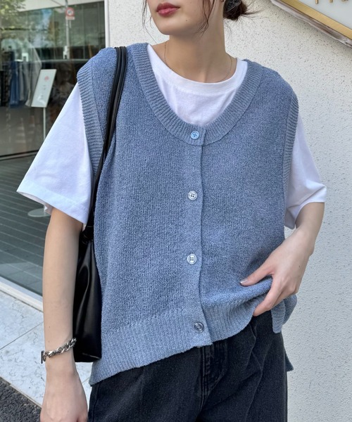 08sircus メランジ　ニット　ベスト 08sircus (ゼロエイトサーカス) melange V-neck vest / メランジ