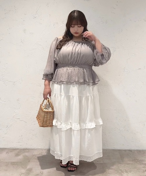 Louiosy ルオシー　レース刺繍スカート　大きいサイズ3L 大きいサイズ】レースアップマーメイドスカート（スカート