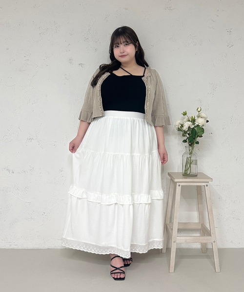 Louiosy ルオシー　レース刺繍スカート　大きいサイズ3L 大きいサイズ】レースアップマーメイドスカート（スカート