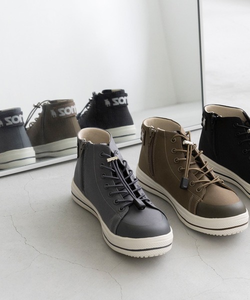 【M.U.L】ハイカットスニーカー☆本革☆新品 moz（モズ） 【26春夏新作】moz〔防水撥水〕ハイカット ライン