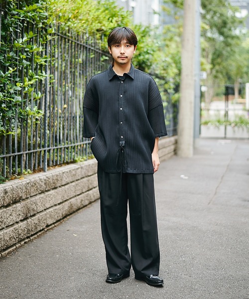 【良品】SHAREEF・シャリーフ・オーバーエプロン・黒・2サイズ SHAREEF（シャリーフ） シャツ 半袖 「SHAREEF」PLEATS SH メンズ