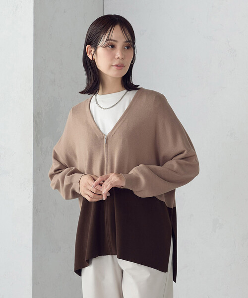 COMME CA ISM（コムサイズム） カーディガン バイカラー ポンチョ