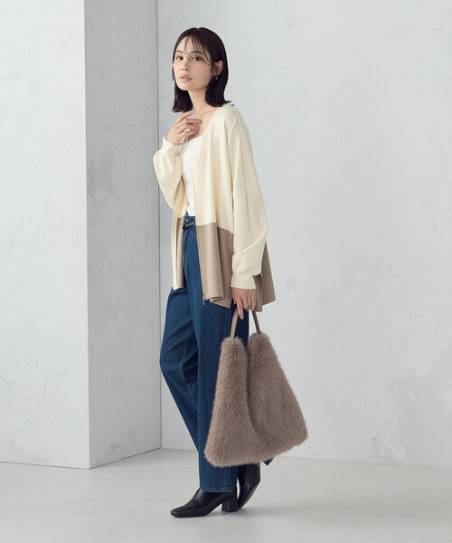 COMME CA ISM（コムサイズム） カーディガン バイカラー ポンチョ