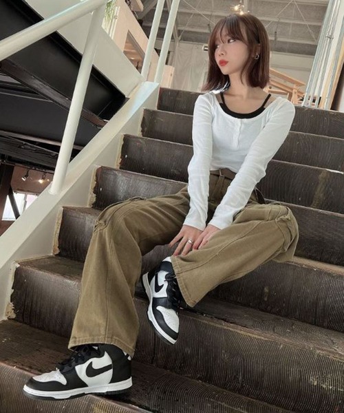 「me+em select」 カーゴパンツ LARGE ダークグレー レディース