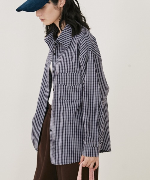 MERLOT ブラウス シャツ オーバーサイズギンガムチェックシャツ