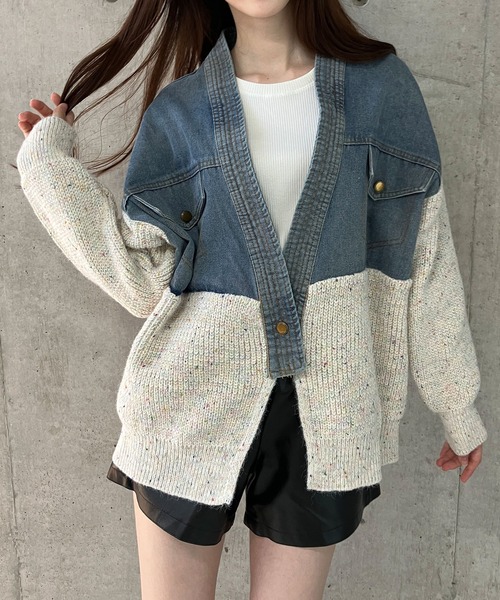 GLAMOROUS JANE（グラマラスジェーン） カーディガン デニム×MIXニット