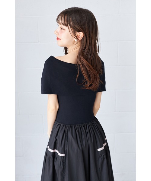 tocco closet 配色ラインニットドッキングティアードワンピース tocco closet ワンピース 配色ラインニットドッキングティアード