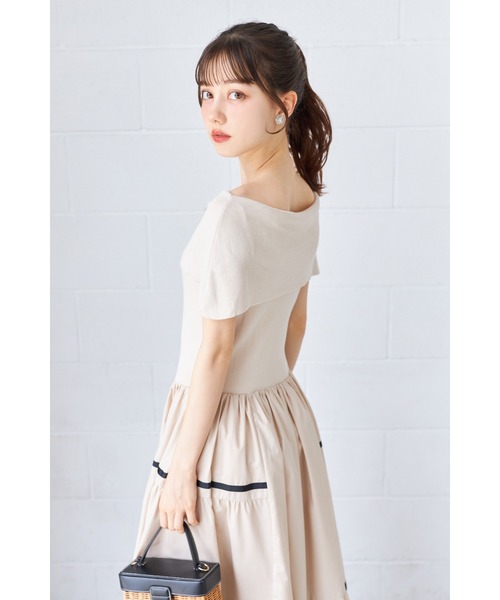tocco closet ワンピース 配色ラインニットドッキングティアード