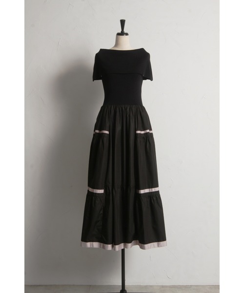 tocco closet ワンピース 配色ラインニットドッキングティアード