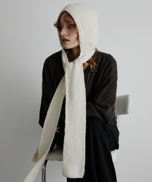 【OFF WHITE】ニット フードマフラー ADDITION STORE マフラー ストール 「ラスト入荷」＼頭まですっぽり
