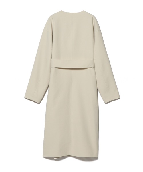 美品ESTNATION エストネーション　ノーカラーロングコート　日本製　ウール ESTNATION（エストネーション） ノーカラーコート 36 ブラック