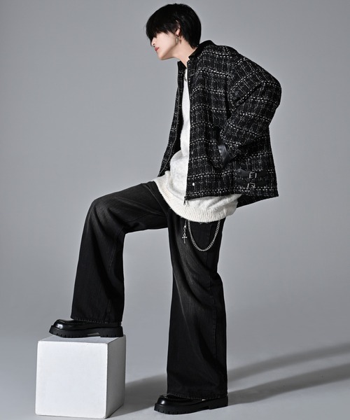 ADRER（アドラー） ブルゾン アウター Many buckle belt tweed blouson