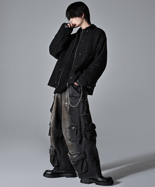 ADRER（アドラー） ブルゾン アウター Many buckle belt tweed blouson