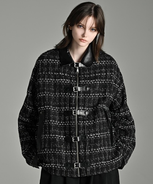 ADRER（アドラー） ブルゾン アウター Many buckle belt tweed blouson