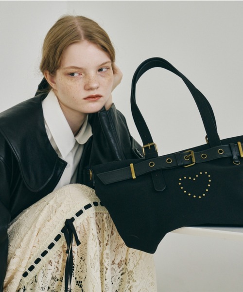トートバッグ heart × belt suede shoulder bag / ハートベルト トートバッグ heart × belt suede shoulder bag / ハートベルト