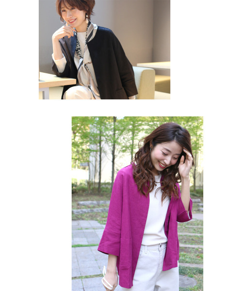 「Ehre style」 ノーカラージャケット FREE ベージュ レディース_画像4