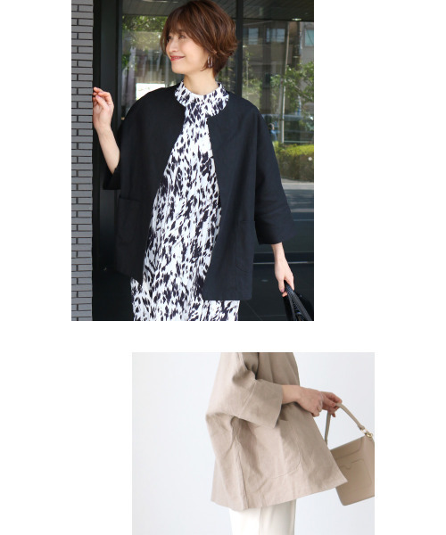 「Ehre style」 ノーカラージャケット FREE ベージュ レディース_画像6