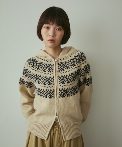 full/fill. ニット セーター nordic hood zip knit cardigan