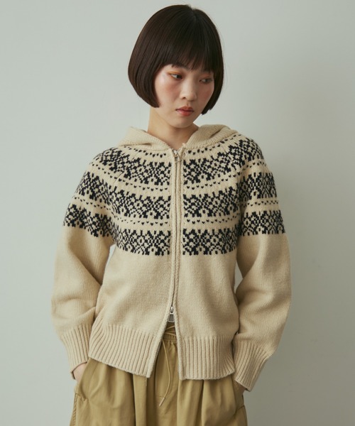 full/fill. ニット セーター nordic hood zip knit cardigan